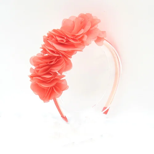 side melon red Новая мода цветок, шифон вокруг головы дети мода лето аксессуары для волос с не морщин группа с зубами - Цвет: side melon red