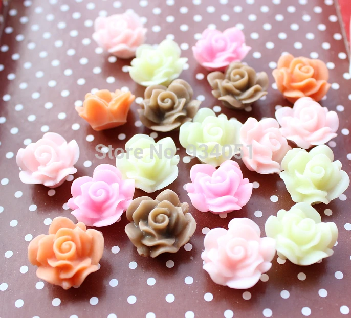 Набор из 100 шт. матовых кабошонов смолы розы пастельных пионов цветов камеи с