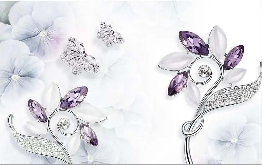 Домашние декорационные обои для рисования 3d Фиолетовый Хрустальный цветок