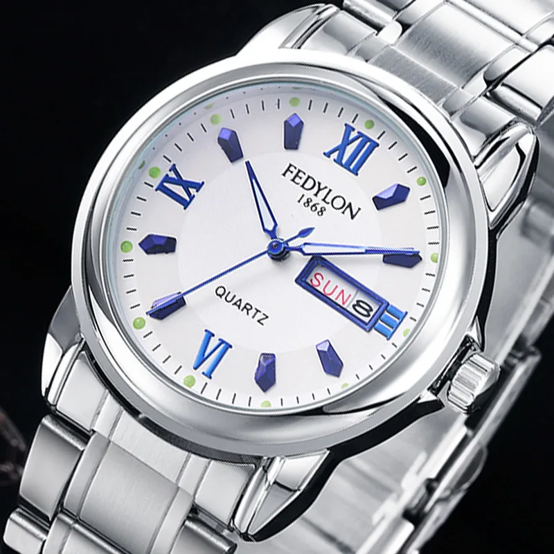 Новые модные мужские часы из нержавеющей стали календарь Водонепроницаемый