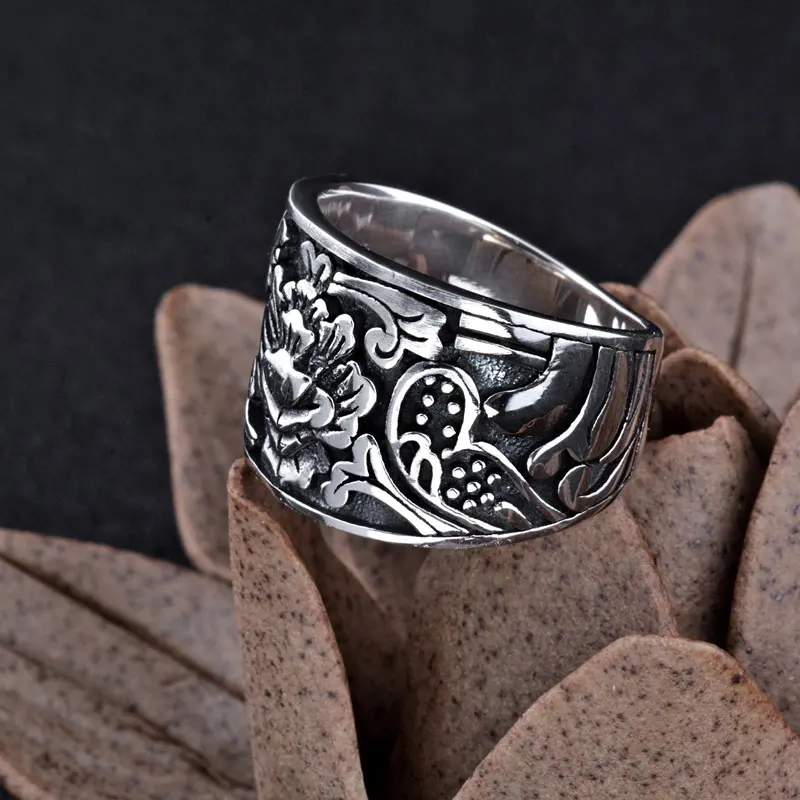 Мужские и женские кольца FNJ серебро 925 пробы в винтажном стиле|thai silver ring|925 ringrings for