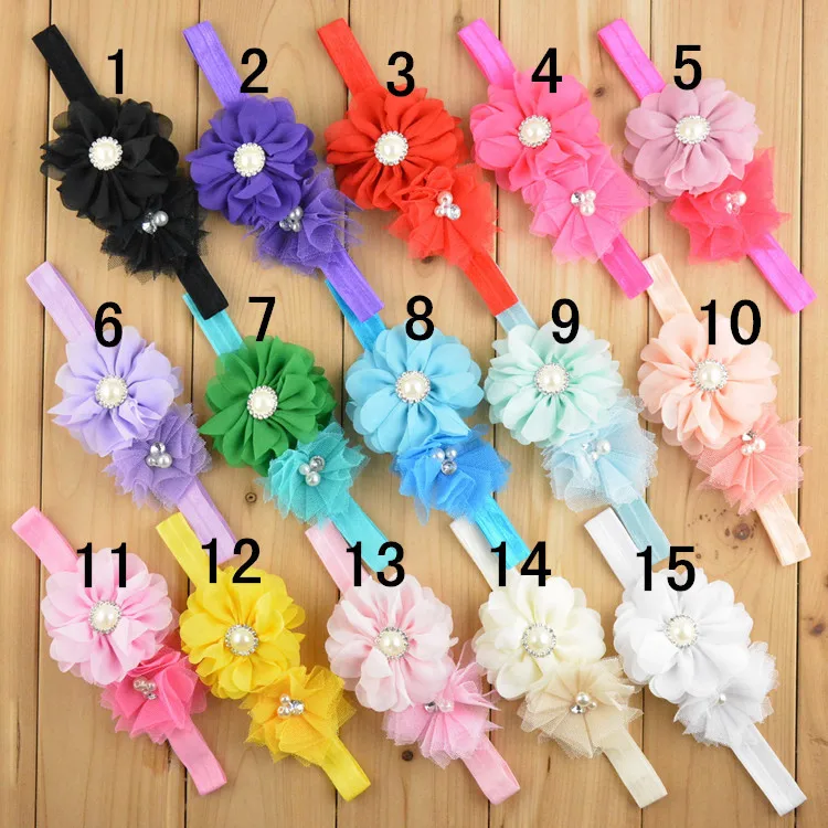 

10 pcs/lot Ballerina Flower Headband with Pearl Rhinestone Headband , girl headbands