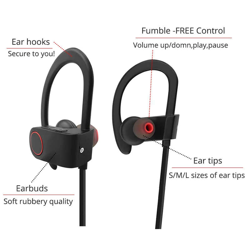 Беспроводные наушники Bluetooth IPX7 водонепроницаемые спортивные басы bluetooth с