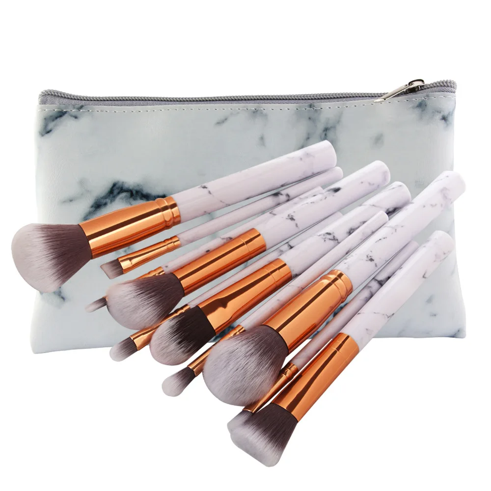 Mengjiao10pcs/набор кистей для макияжа, набор для косметической основы, пудры, румян, теней для век, кабуки, растушевка, Кисть для макияжа, красота