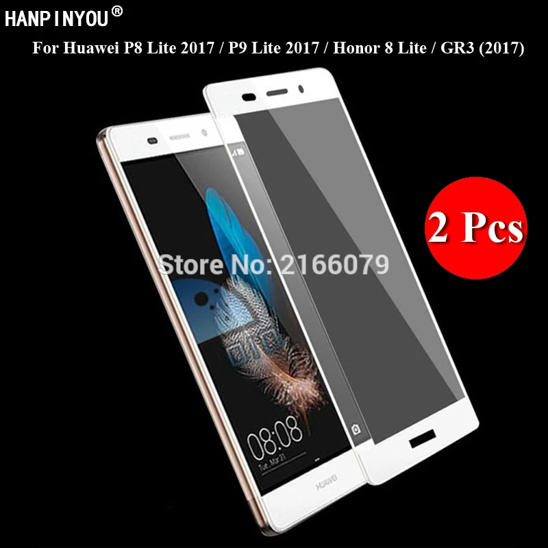 

2 шт. для Huawei P8 P9 Lite GR3 2017/Honor 8 Lite 5,2 "Полная защита экрана Защитная пленка из закаленного стекла + чистые инструменты