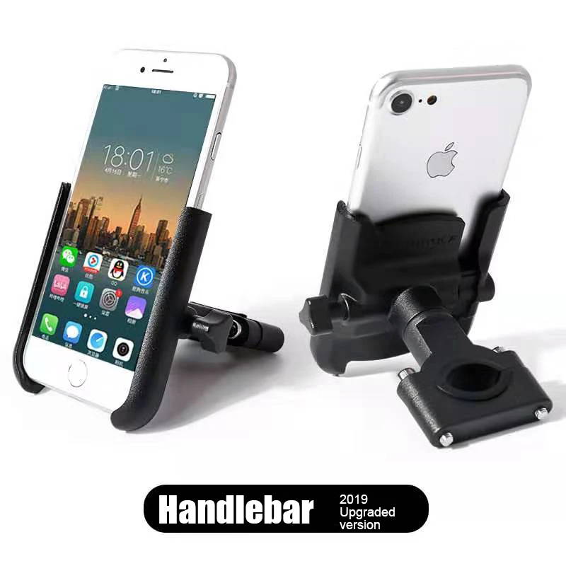 New Handlebar black Алюминиевый сплав велосипедная Подставка Кронштейн регулируемый велосипедный руль крепление для телефона мотоциклетное зеркало заднего вида держатель для телефона - Цвет: New Handlebar black