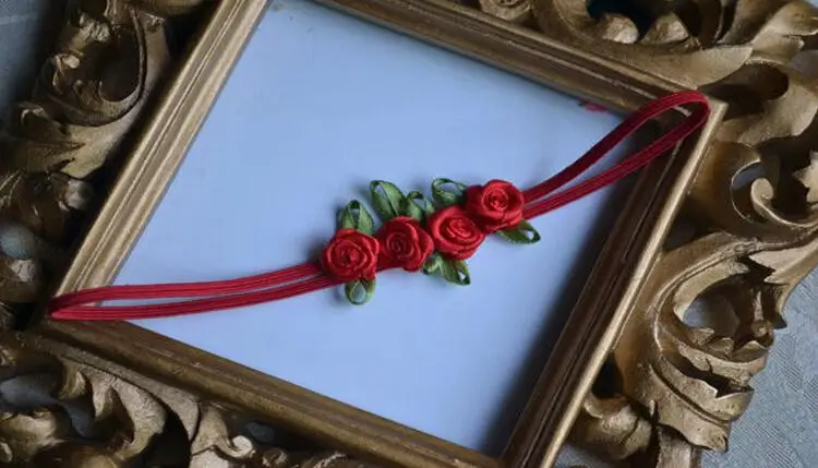 Повязка на голову с цветами розы для девочек и новорожденных