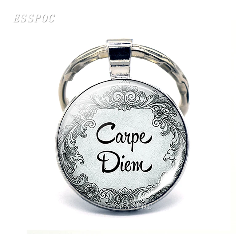 

Carpe Diem Pendant Seize The Day Inspiration Quote Jewelry Empowerment Key Chain Keyring Keyfob