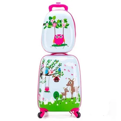 STYLE B a set 18 дюймов рюкзак мультфильм милые животные Дети abs сумки на колёсиках набор Спиннер детские чемоданы тележка дорожная сумка студента - Цвет: STYLE B a set
