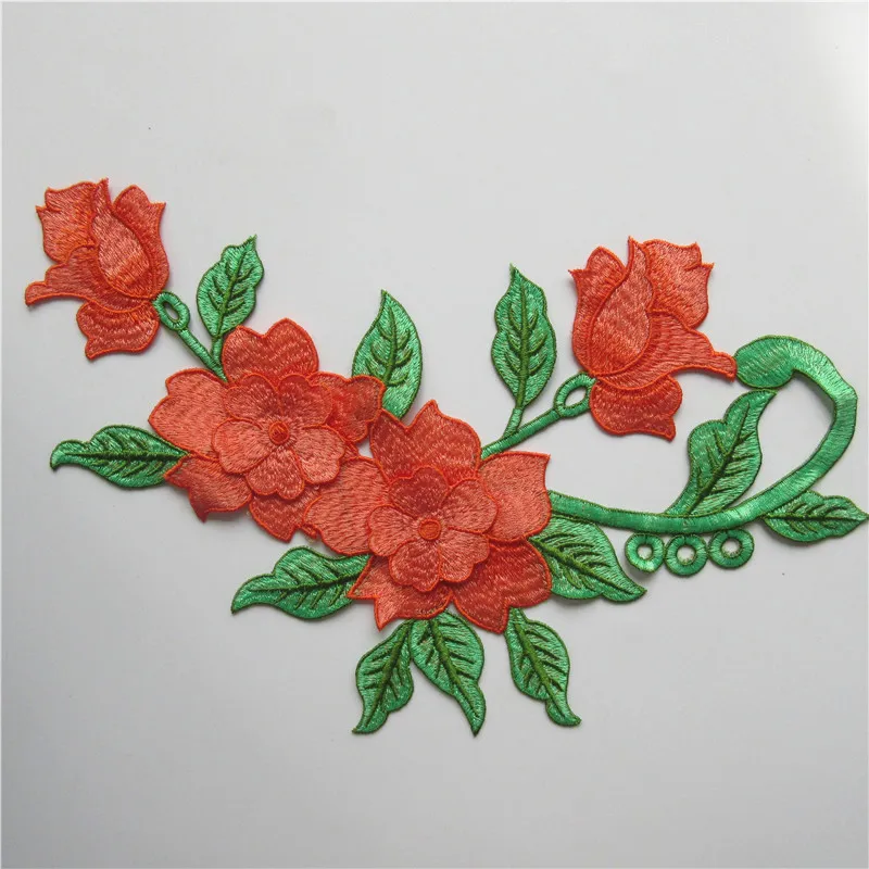 Кружевное вышитое декольте Воротник отделка Вышивка нашивки ткани роза цветок