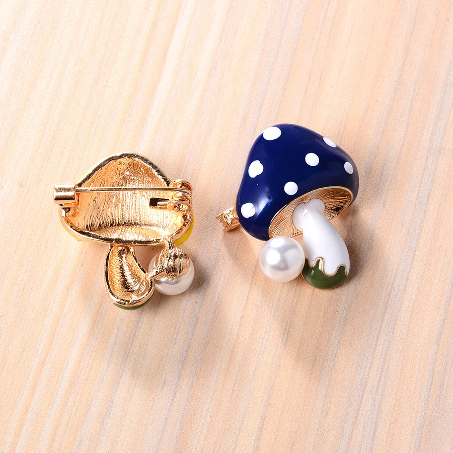 3 цвета свежие овощи брошь гриб эмаль жемчуг желтый синий красный детская шляпа