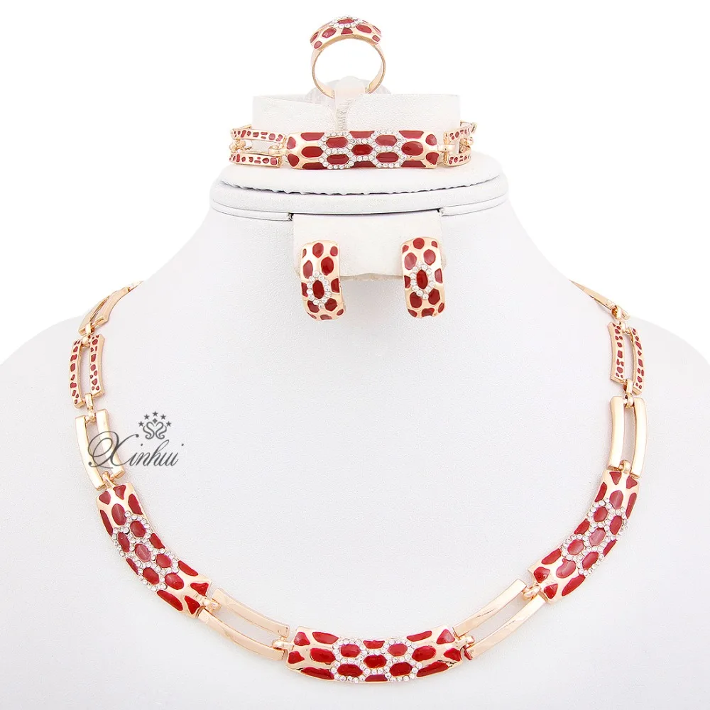 Новая Мода Позолоченные комплект Ювелирных Изделий Женщины Костюм Партии