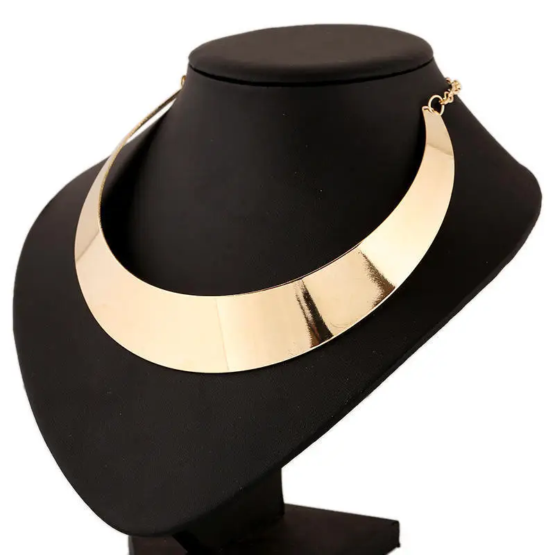 Women's Collar Choker Necklace Gold Color Punk Style Maxi Big Circle Metal Necklaces for Women Neck Wide Jewelry | Украшения и