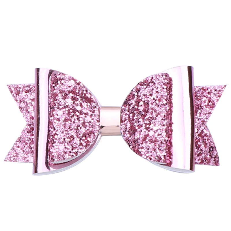 2018 Baby Girl Hair Accessories New Cartoon Children Clip Double Glitter Leather Big Bow Edge | Детская одежда и обувь