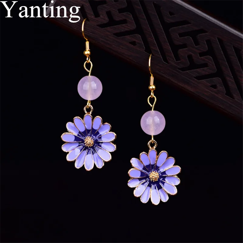 Yanting Cloisonne Хризантема цветок серьги для женщин Этническая Brincos Этническая Серьга Женская Девушка пляж праздник ювелирные изделия 0432