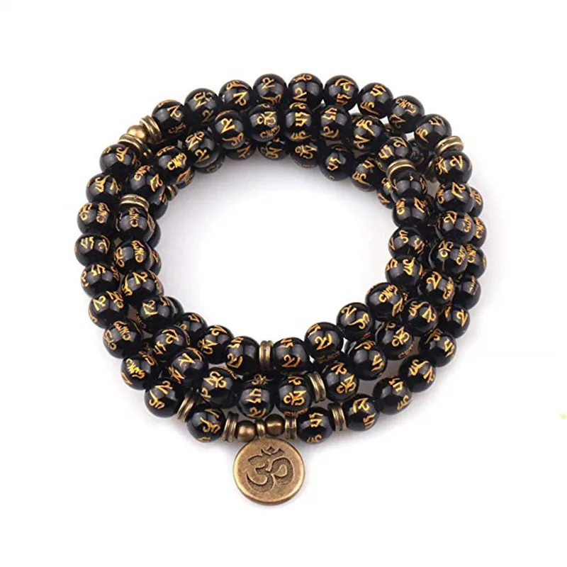 Модный женский браслет с бусинами в виде Будды лотоса для йоги 108 mala ожерелье