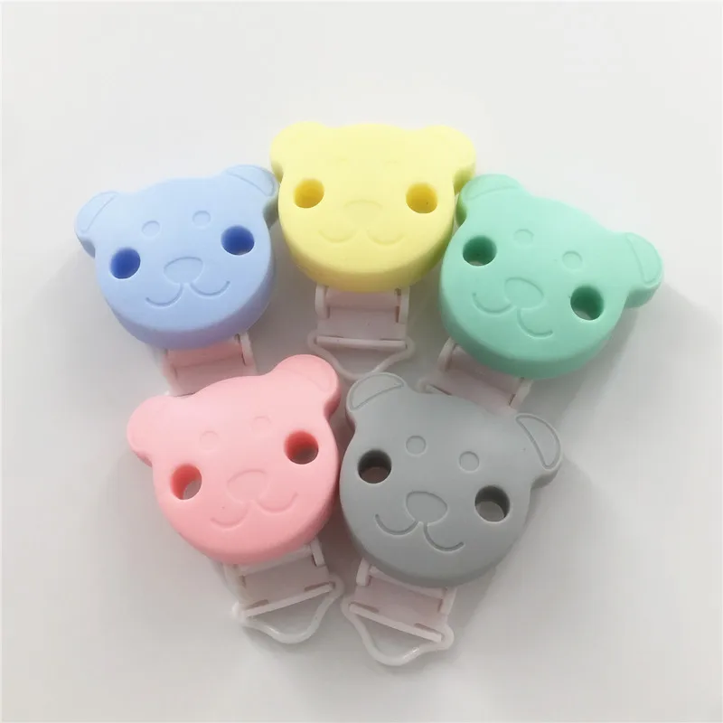 Bear Plastic Chenkai 1 шт. Силиконовая Круглая Звезда Бабочка Медведь Цветок Микки Маус зажимы DIY Детский Прорезыватель кольцо для соски держатель цепи зажимы подарок - Цвет: Bear Plastic