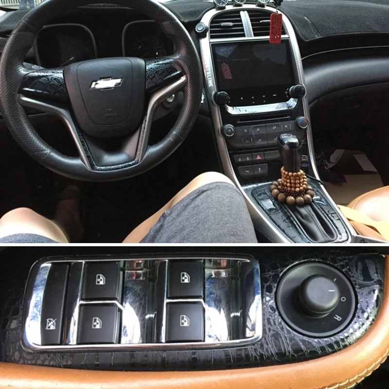 Для Chevrolet Malibu 2012- внутренняя Центральная панель управления дверная ручка наклейки из углеродного волокна наклейки аксессуары для стайлинга автомобилей