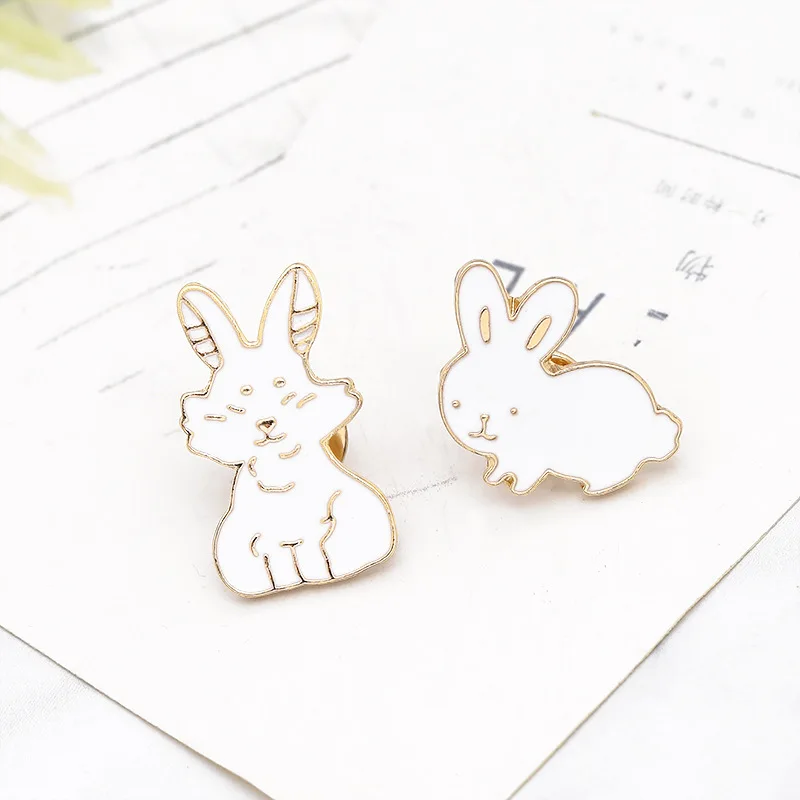 Брошь с изображением белого кролика для женщин и мужчин 2 стиля корейская мода