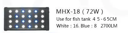 MHX-18 40-180 см пресноводная рыба Коралл освещение для выращивания растений подводный, для аквариума светодиодное освещение коралловый риф ручное управление - Цвет: MHX-18
