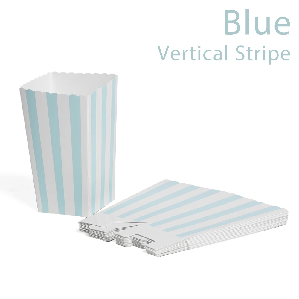 Vertical Stripe blue 12 шт. розовые Золотые Коробки для попкорна, сумки для детской вечеринки, коробки, свадьба, день рождения, Декор, товары для фильмов, сумки для попкорна, вечерние принадлежности - Цвет: Vertical Stripe blue