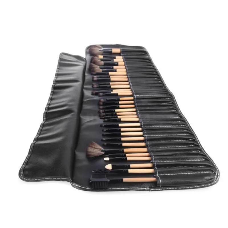 32 PCS Pro Makeup Cosmetic Brushes Wood Kit Brush Set in Pouch Case | Красота и здоровье