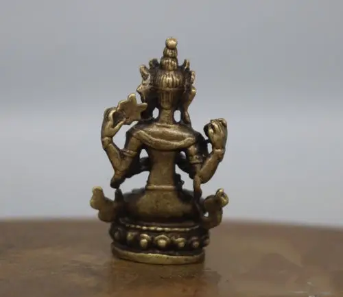 

Collectable Chinese Pure Brass Carved Four arm Buddha Small Statues