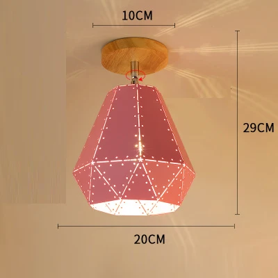 pink20cm E27 Железный 5 Вт Железный потолочный светильник абажур подвесной светильник крышки и абажуры Треугольные металлические Абажуры для потолочных светильников поворот на 180 градусов cei - Цвет корпуса: pink20cm