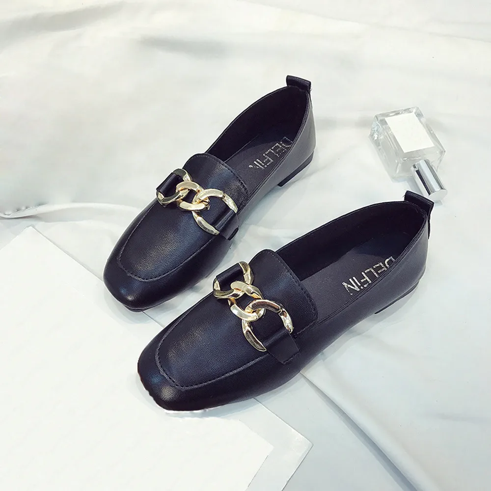 Женские повседневные однотонные туфли на плоской подошве в стиле ретро с