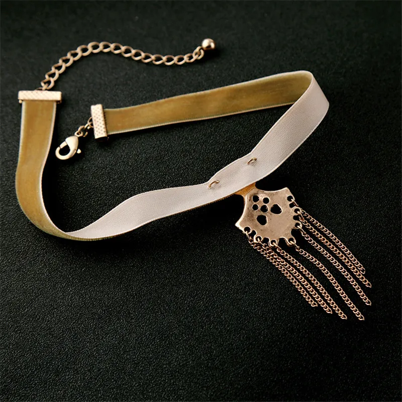 2017 Новый Горячий Мода Sexy Шелковый Цепи Кисточкой Choker Ожерелье Женщины Богемский