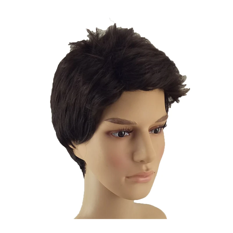 HAIRJOY синтетический натуральный черный парик для мужчин и женщин Короткие вьющиеся слоистые волосы красный коричневый парики на каждый день