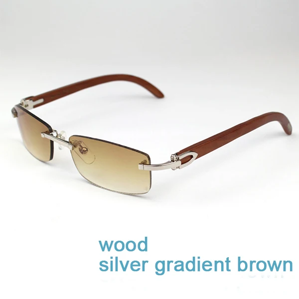 wood silver brown Роскошные Квадратные Солнцезащитные очки из натуральной волнистой рога Buffalo, мужские брендовые дизайнерские солнцезащитные очки, Винтажные Солнцезащитные очки Carter Buffs, солнцезащитные очки без оправы - Цвет линз: wood silver brown