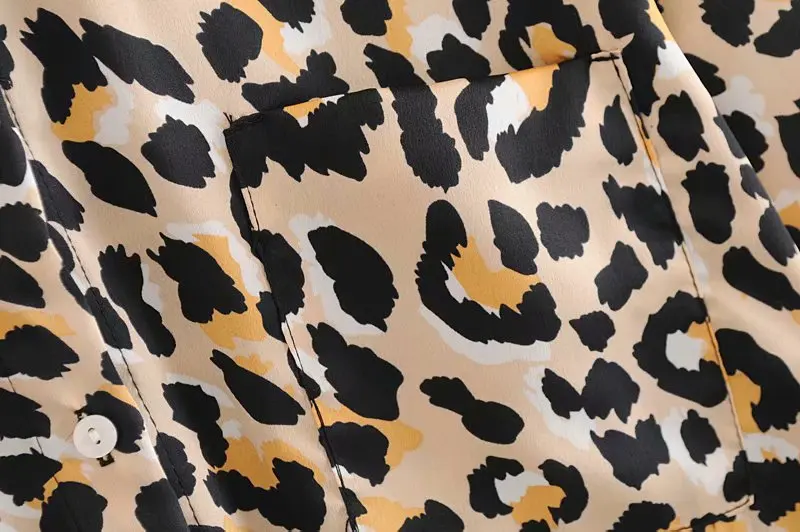 Женская винтажная пикантная Повседневная Свободная блузка с леопардовым