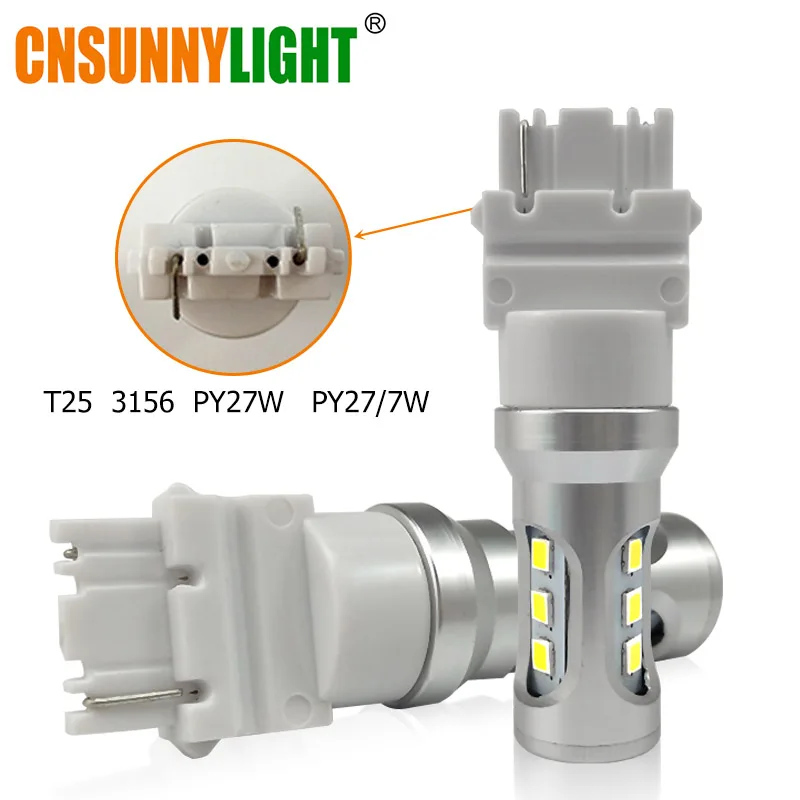 CNSUNNY светильник Автомобильный светодиодный обратный сигнальная лампа T15 W16W W21W W21/5 Вт Ba15s Bau15s Bay15d 3156 3157, сигнализирующий фонарь 5202 H11 Противотуманные фары DRL светодиодный светильник - Испускаемый цвет: 3156 PY27W
