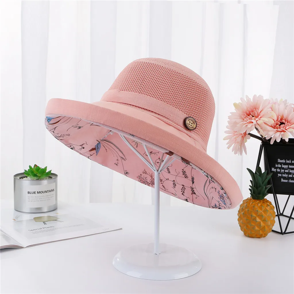 Комбинированная деревянная Пряжка Солнцезащитная шляпа двухслойная Цветочная