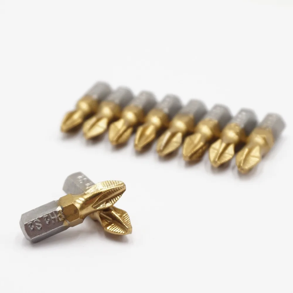 10 шт. Phillips PH2 насадки для отвертки Титан покрытием 1/4 ''шестигранный хвостовик с