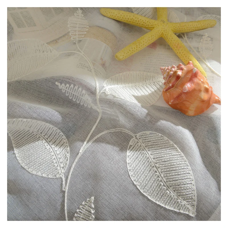 NAPEARL Вышитые тюлевые занавески белого льна в современном стиле для гостиной, окна, кухонных дверей с цветочным дизайном, короткая панель.