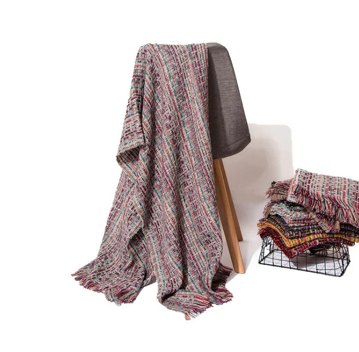 Красочные зимние акриловые шарфы с кисточками в национальном стиле из пашмины