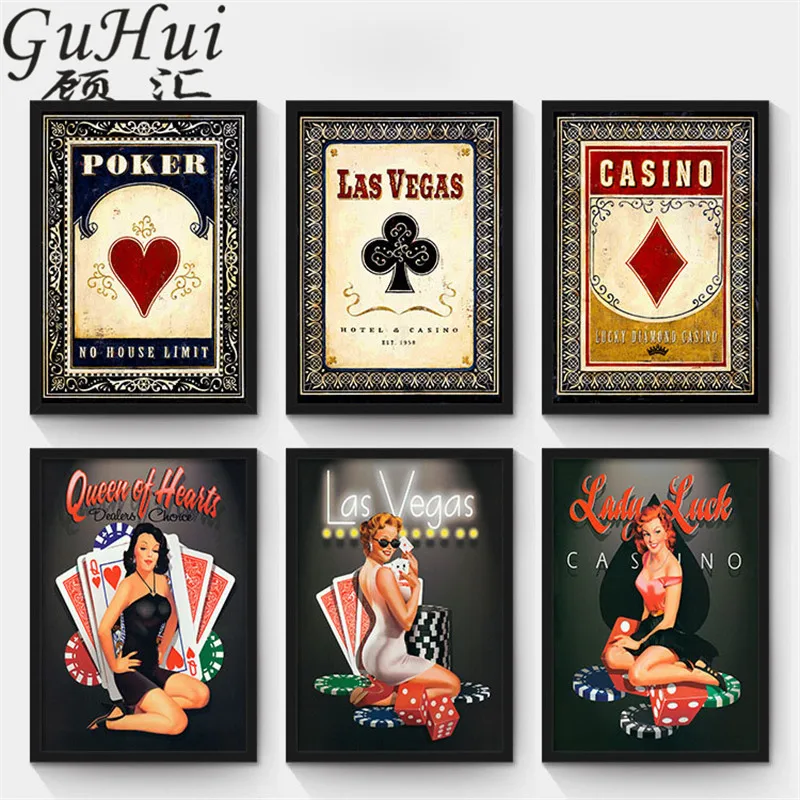 Ретро Ностальгический кафе покер сексуальные блондины холст картина сердце