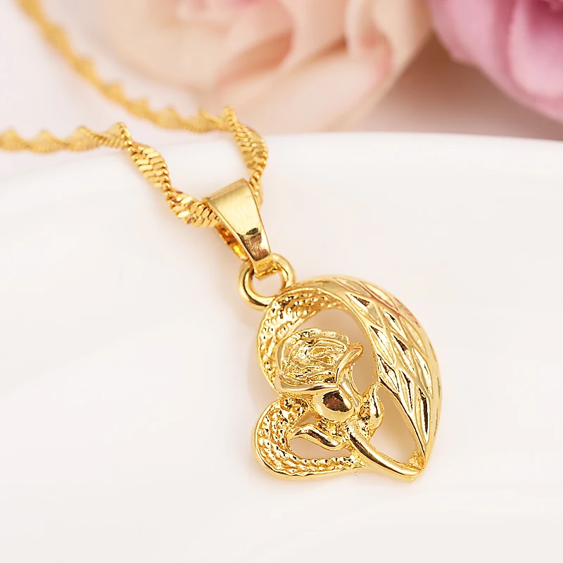 Ethiopian Set Jewelry Necklace pendant Earrings Eritrea jewelry Habesha Girl Gold rose heart African Bridal Sets gift women | Украшения и