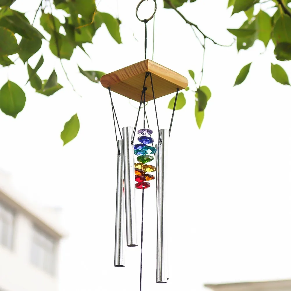 H & D колокольчики с Радужная чакра солнечные косилки хрустальный шар Призма Windchime