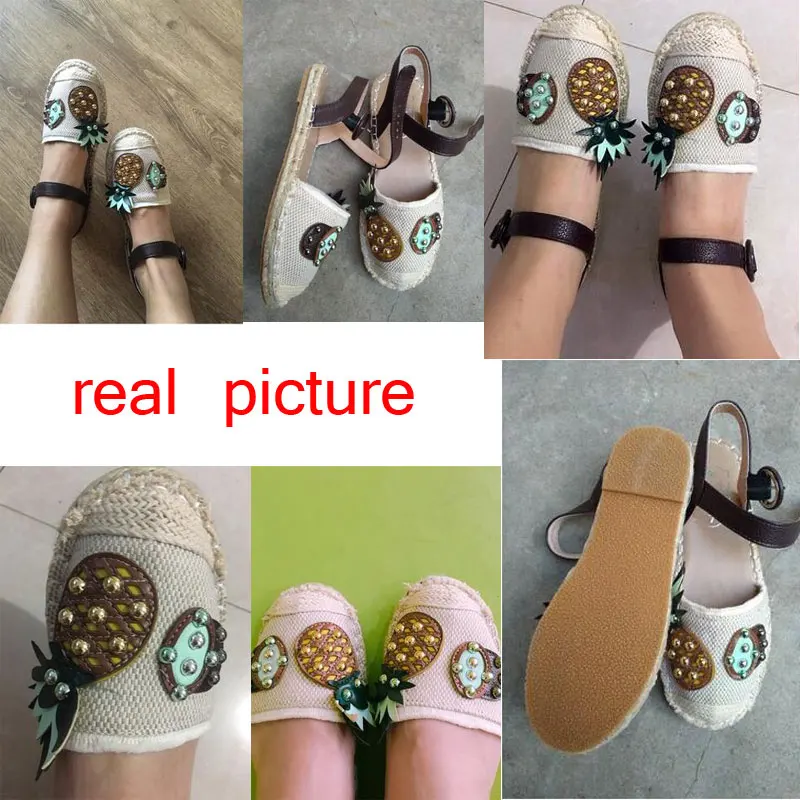 Обувь на плоской подошве в ананас парусиновые туфли-Espadrilles женские летние