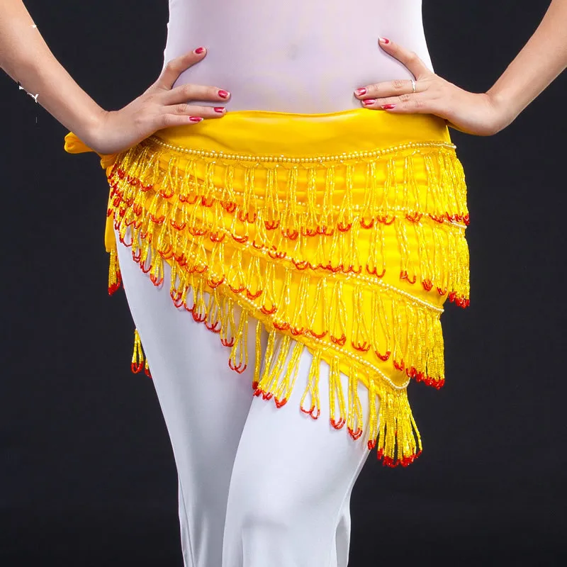 

Yellow Hip Scarf Women Tribal Belly Dance Hip Scarves Belly Dancing Waist Belts on Sale
