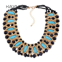 fashion bohemia statement chain necklace for women girls golden chains and beads strands weaving crystal necklace 4 colors 1397