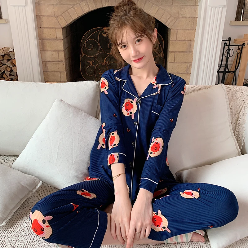 Женский Шелковый пижамный комплект WAVMIT одежды для сна с длинными рукавами и