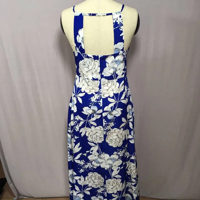 Бесплатная почтовая доставка взрыв Холтер шеи без рукавов длинное платье с