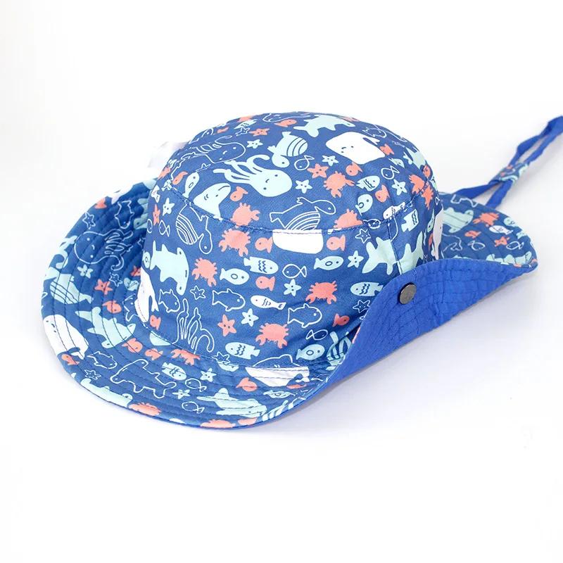 Reversible Outdoor Baby Summer Hat Boys UPF 50+ Wide Brim Toddler Beach Bucket Star Shark Sea | Детская одежда и обувь