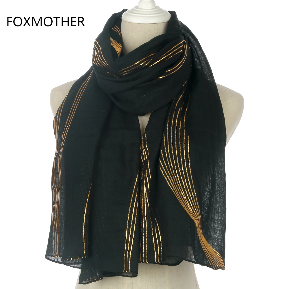 FOXMOTHER Новые Модные Белые Серые Синие ленты Полосатый золотой фольги длинные