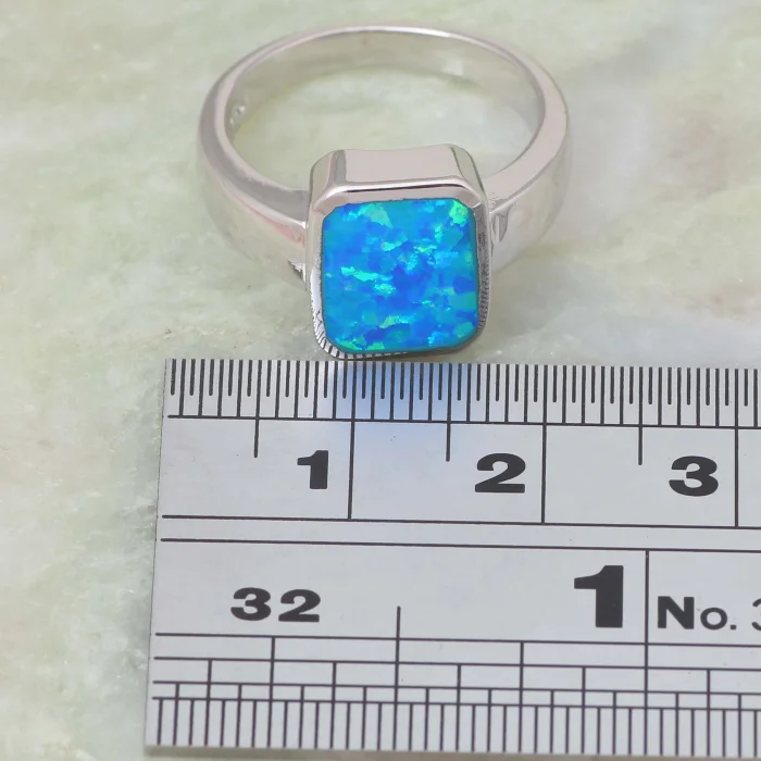 Новые популярные женские кольца Синий огненный опал серебряный цвет Подарочное