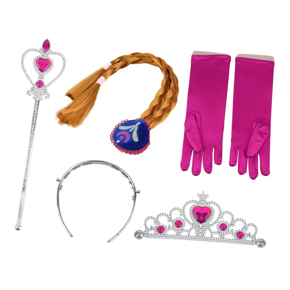 4Pcs/set Hair Accessories Classic Snow Queen Princess Crown Wig Magic Wand Glove Cosplay Great Gifts For Kids Party Drop Ship | Детская